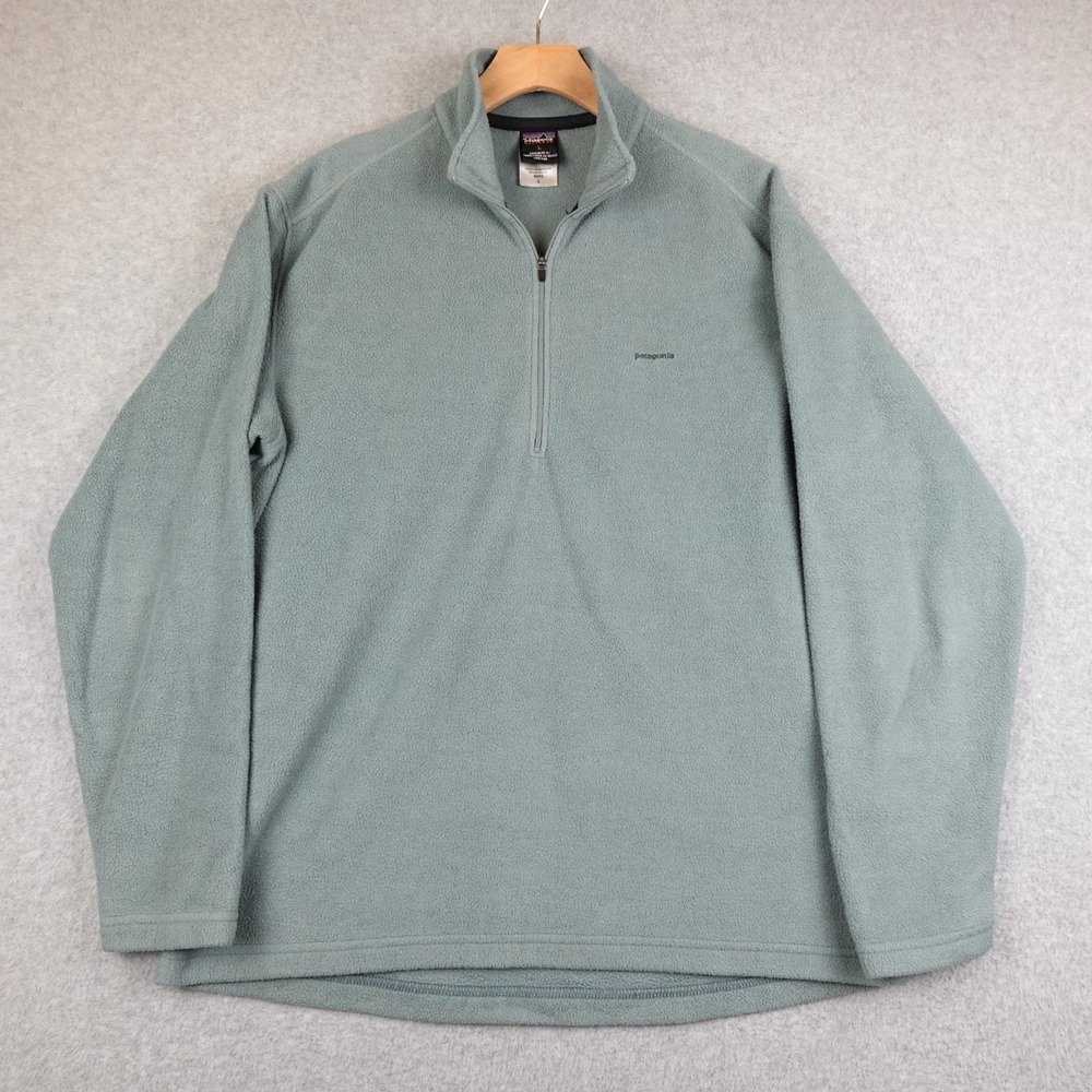 Patagonia Capilene Quarter Zip Fleece Pullover Mens Large Sage Green Outdoor